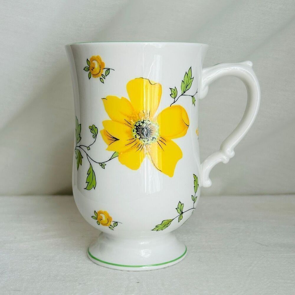 Royal Victoria England Bone China Yellow Dogwood Pedestal Coffee Tea Cup